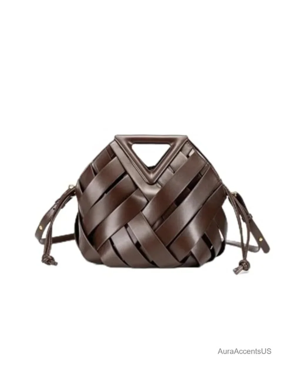 Woven Bucket Hobo Bag with Adjustable Strap, Faux Leather Handbag